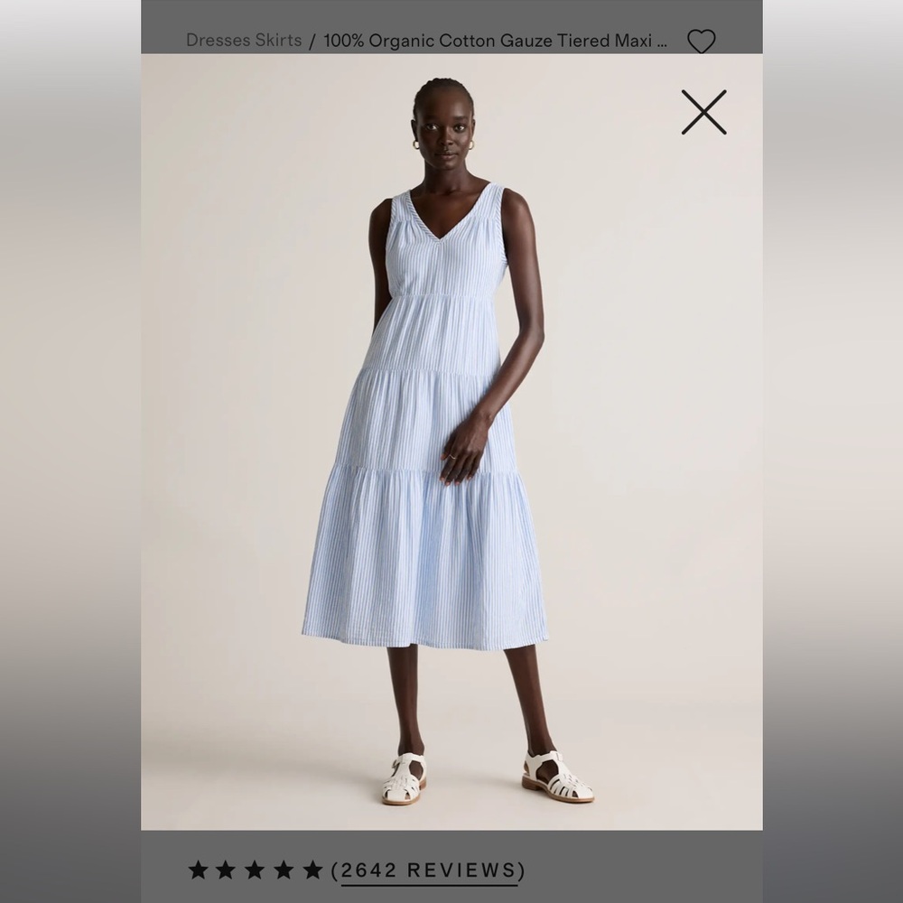Quince 100% Organic Cotton Gauze Tiered Maxi Dress in Médium